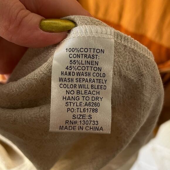 NWT UMGEE Orange White Ombre Michele Dress Cotton Linen Maxi Shirt Dress Boho - Picture 9 of 11